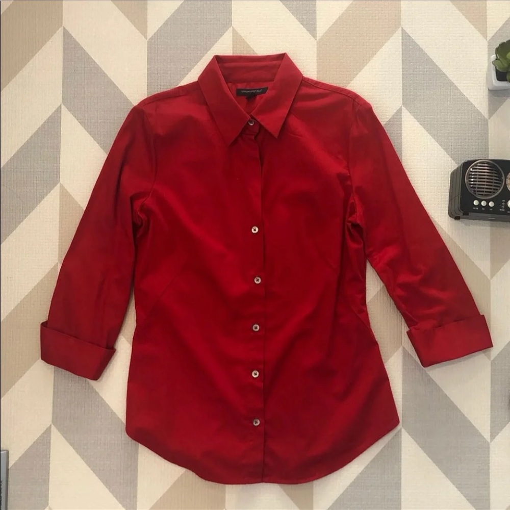 Red banana republic button up blouse